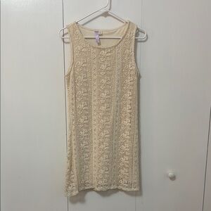 Alya Cream Sheath Mini Dress Scoop Neck Sleeveless